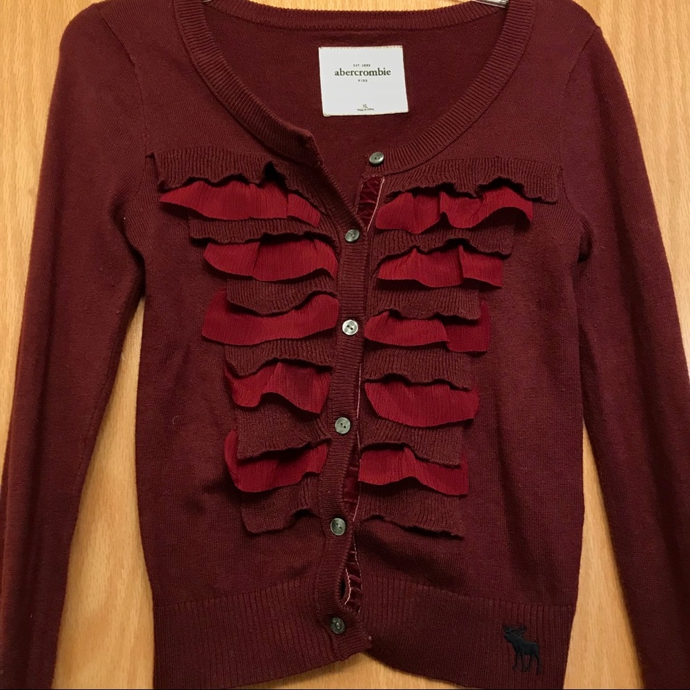 Abercrombie Kids Maroon Ruffle Sweater